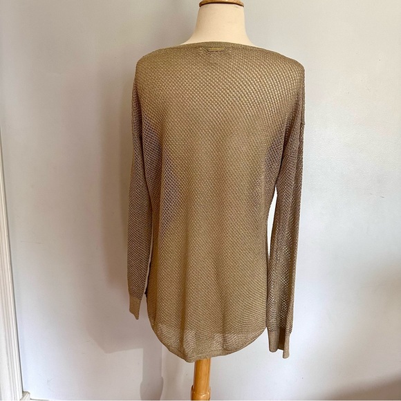 Michael Kors metallic gold open weave sweater size S - Picture 3 of 9